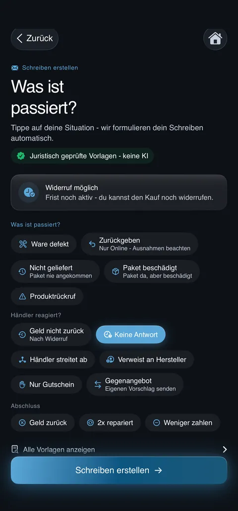 Kwittung Screenshot: 16 rechtssichere Vorlagen (iPhone, Dark Mode)
