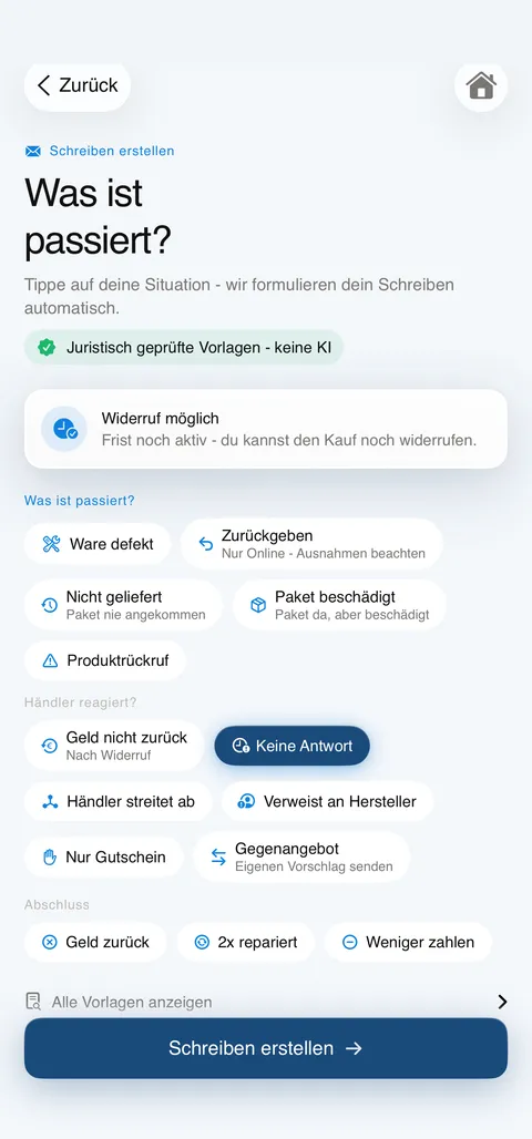 Kwittung Screenshot: 16 rechtssichere Vorlagen (iPhone)